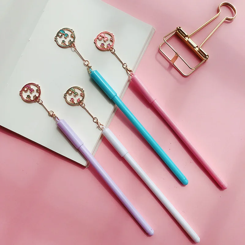

4pcs Cartoon cat star pendant gel pen set 0.5mm Black color ink pen for writing gift Novelty Stationery school supplies F539