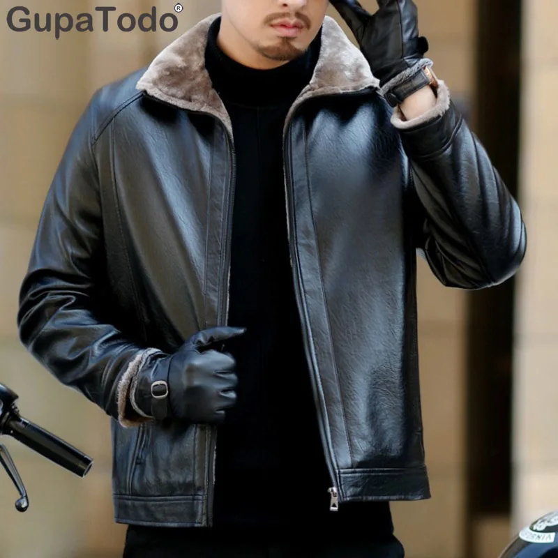 

Winter luxurious Brand Genuine Leather Jacket Men New Style Luxury Lapel Collar Male Leather Suits For Men Sheepskin Jack