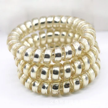 

5 pcs Fashion Women Girls Gold/Silver Color Elastic Telephone Wire Hair Bands Ropes Ponytail Holders Wholesale