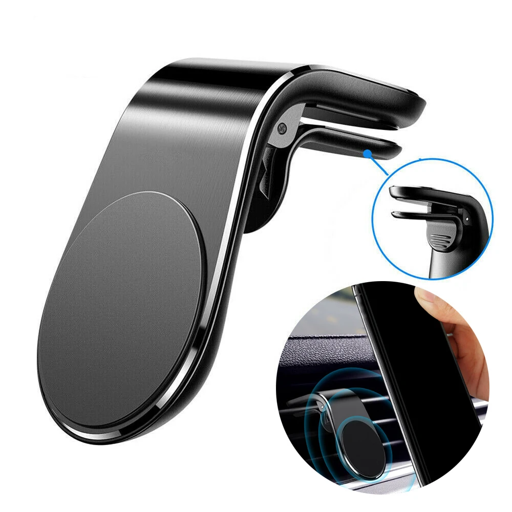 

1PCS Black Auto Car Magnetic Phone Holder L Shape Clip Air Vent Mount Bracket For Cell Phone GPS Holder Stand Support New