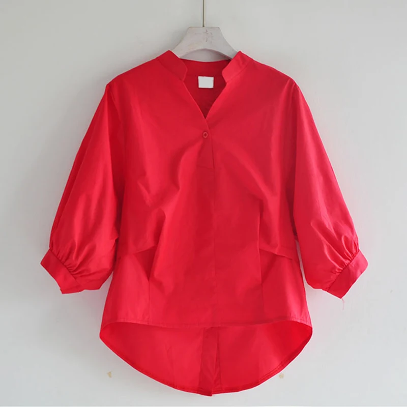 2019 الصيف الجديدة غير النظامية المرأة بلوزة و القمصان الخامس الرقبة الصلبة فضفاض مكتب سيدة فانوس أكمام قمصان أبلى معطف قمم 2019 الصيف الجديدة غير النظامية المرأة بلوزة و القمصان الخامس الرقبة الصلبة فضفاض مكتب سيدة فانوس أكمام قمصان أبلى معطف قمم