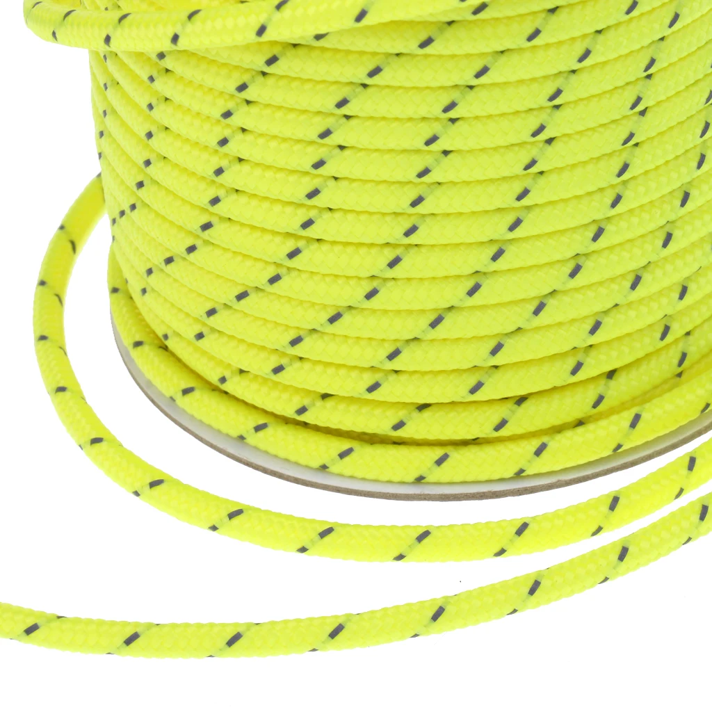 High Visibility 5mm 50m Fluorescent Reflective Guyline Tent Rope Nylon Cord Paracord for Outdoor Camping Hiking Tent 