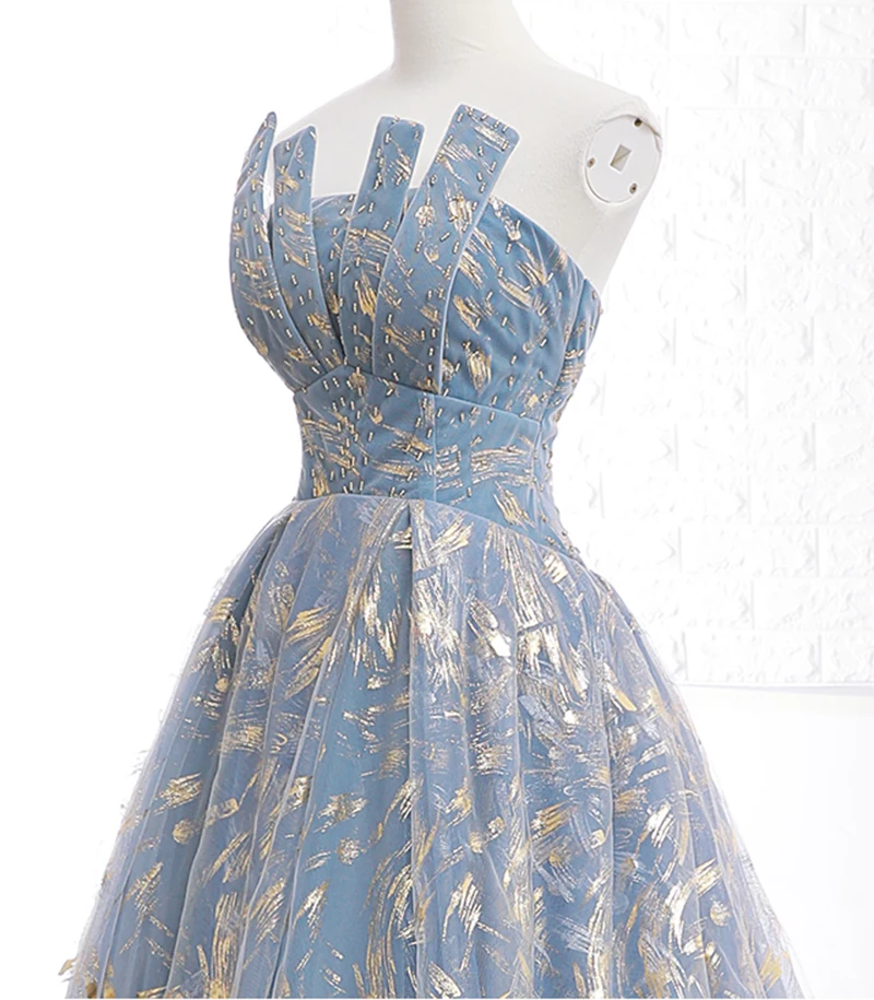 RSM66692 вечернее платье без бретелек длинное платье трапециевидной формы без рукавов светло-голубое сексуальное вечернее платье Дамская дешевая кисть цепь