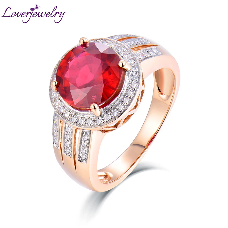 LOVERJEWELRY обручальное кольцо Genunie Ruby розовое золото 18KT натуральный бриллиант