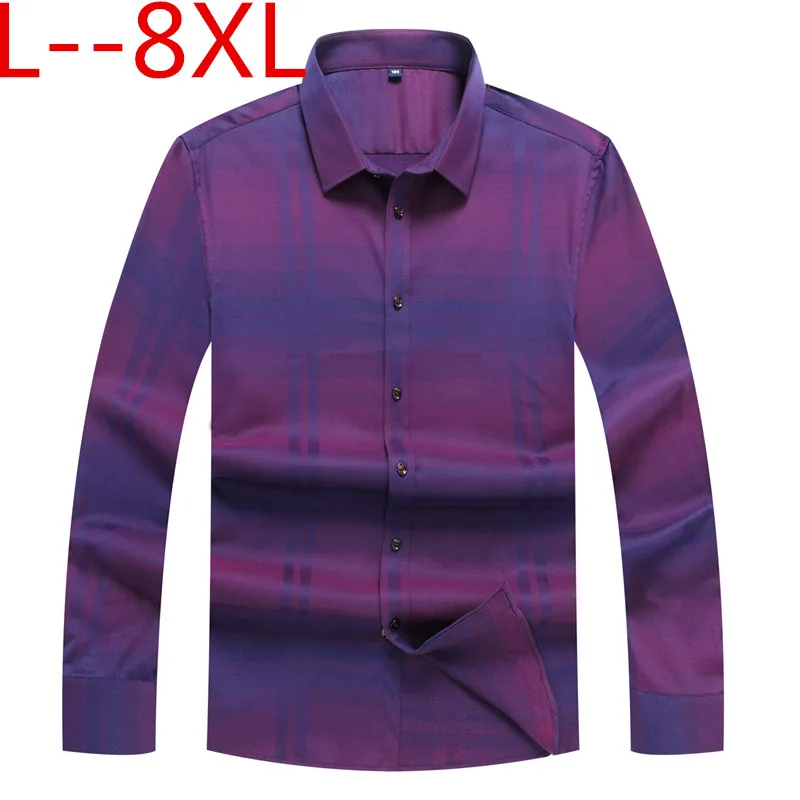 Новый 8XL 7XL 6XL 5XL 2018 новый модный бренд Для мужчин одежда Slim Fit Для мужчин рубашка с длинными рукавами Для мужчин в полоску Повседневное Для