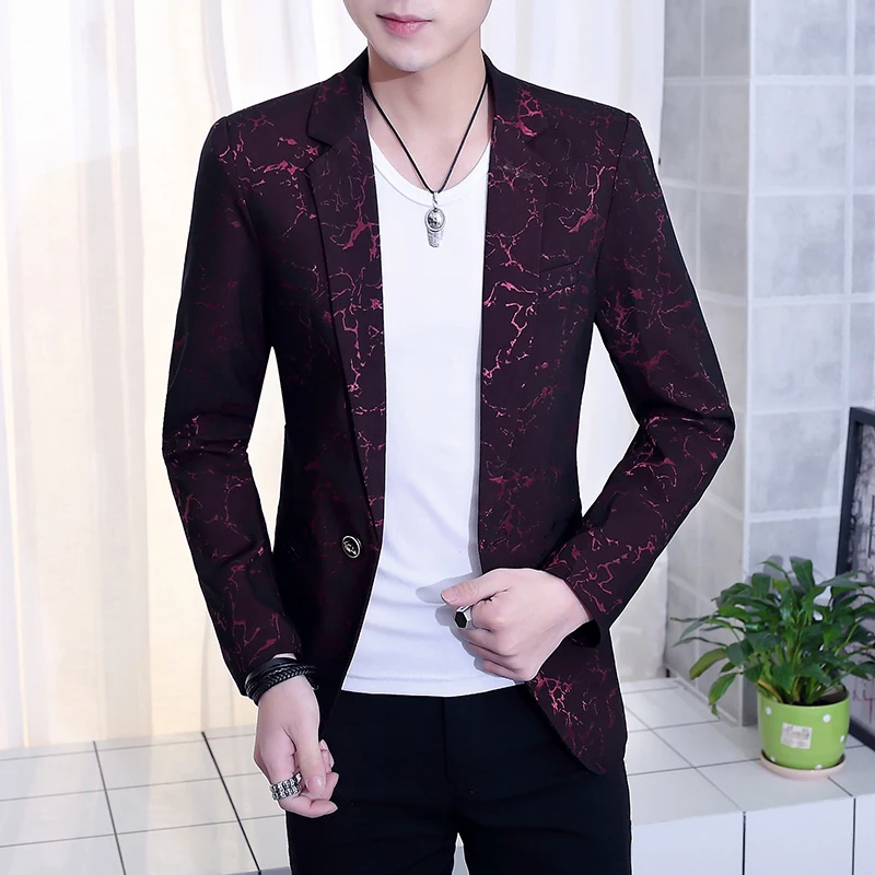 

2019 spring suit jacket slim sports wedding ball single button color suit men's fashion casual suit jacket large size S-XXXL