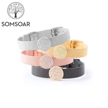 Дропшиппинг Somsoar ювелирные изделия сетки Шарм браслет набор с Делюкс слайд амулеты и нержавеющая сталь браслет и браслеты в подарок