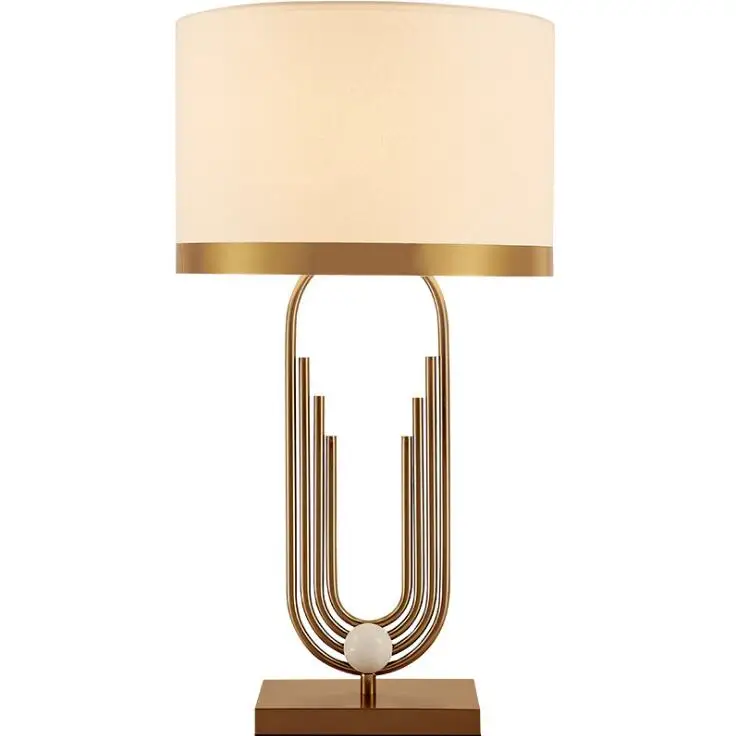 

American retro bedroom bedside lamps postmodern minimalist metal wind atmosphere villa living room fabric table lamp