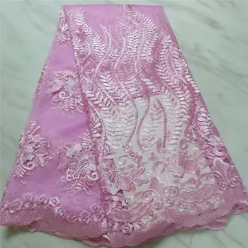 

African Lace Fabric 2019 Embroidered Nigerian Laces Fabric Bridal Nigeria Pink Red Mesh High Quality French Tulle Lace