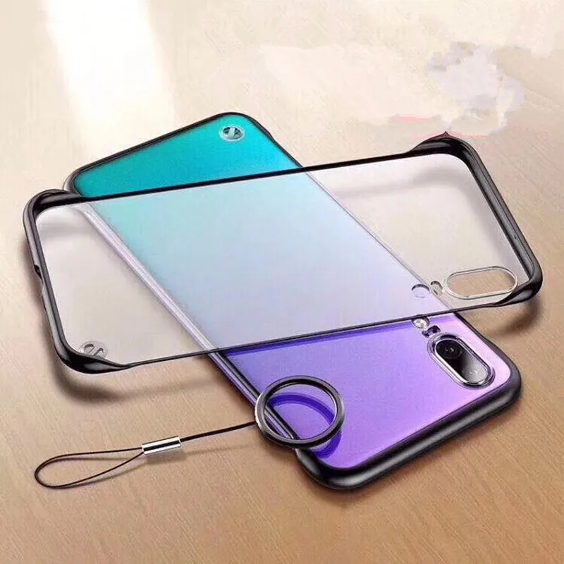 

100pcs/lot Frameless Transparent Matte Hard PC Phone Case For iPhone X 7 6 6S 8 Plus XS Max XR 11 Pro Max With Metal Finger Ring