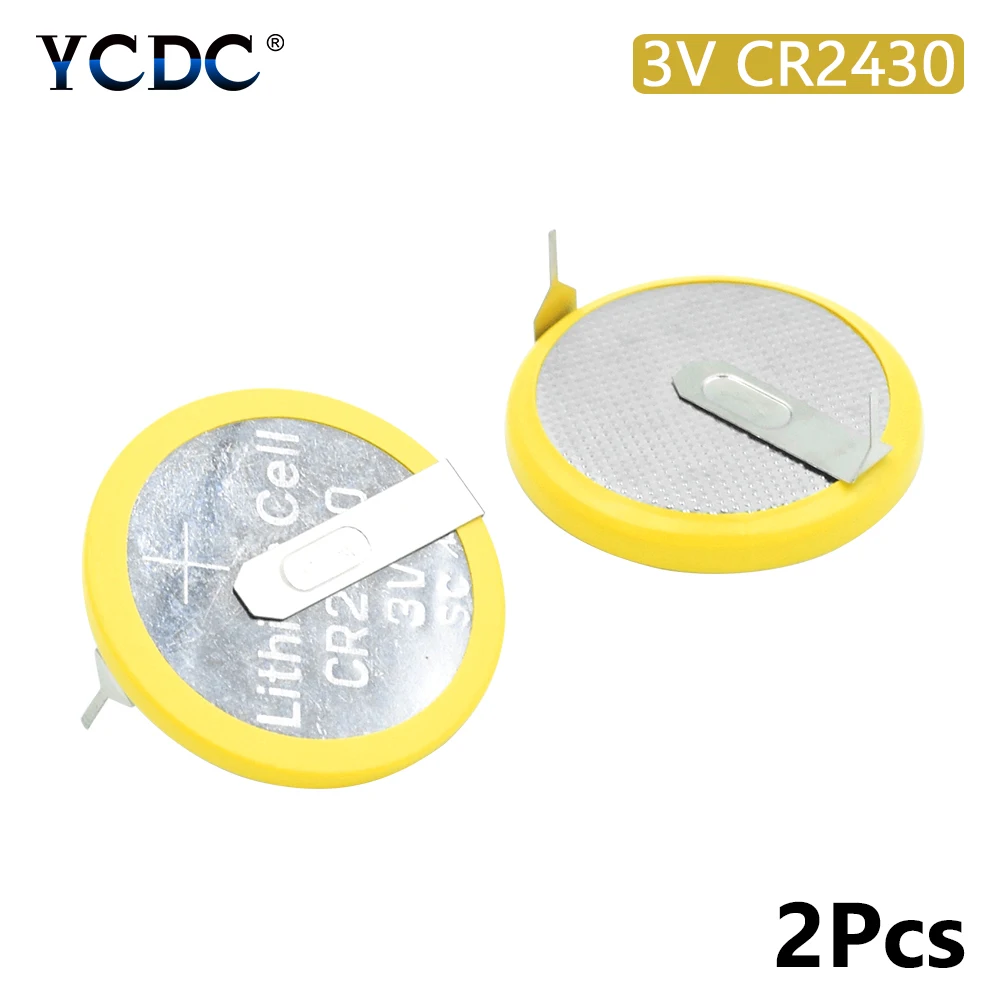 

2pcs Lithium Manganese CR2430 Battery 2 Solder Tabs Button Coin Cell Bateri Replacement For Medical Device Scale Voice Recorder