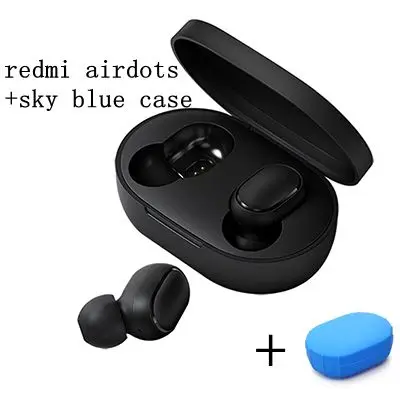 Беспроводные bluetooth-наушники Xiaomi Redmi Airdots TWS, водонепроницаемые, в уши, стерео, басы, наушники BT 5,0 AI, управление громкой связью, наушники - Цвет: Add blue case