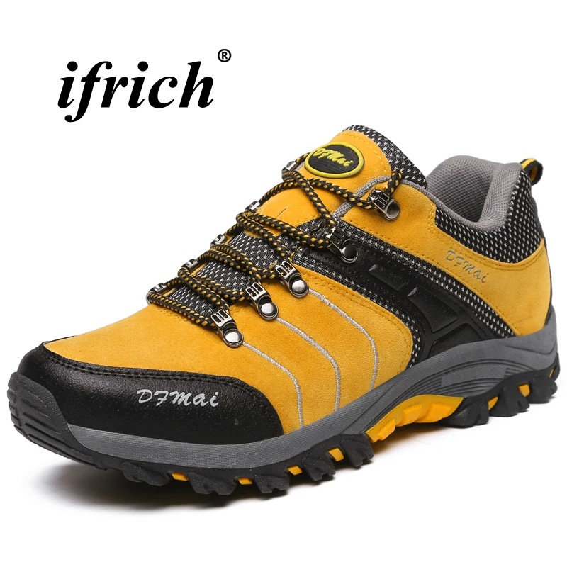 Man Hiking Shoes Yellow Army Green Tactical Sneakers Male Autumn Winter
