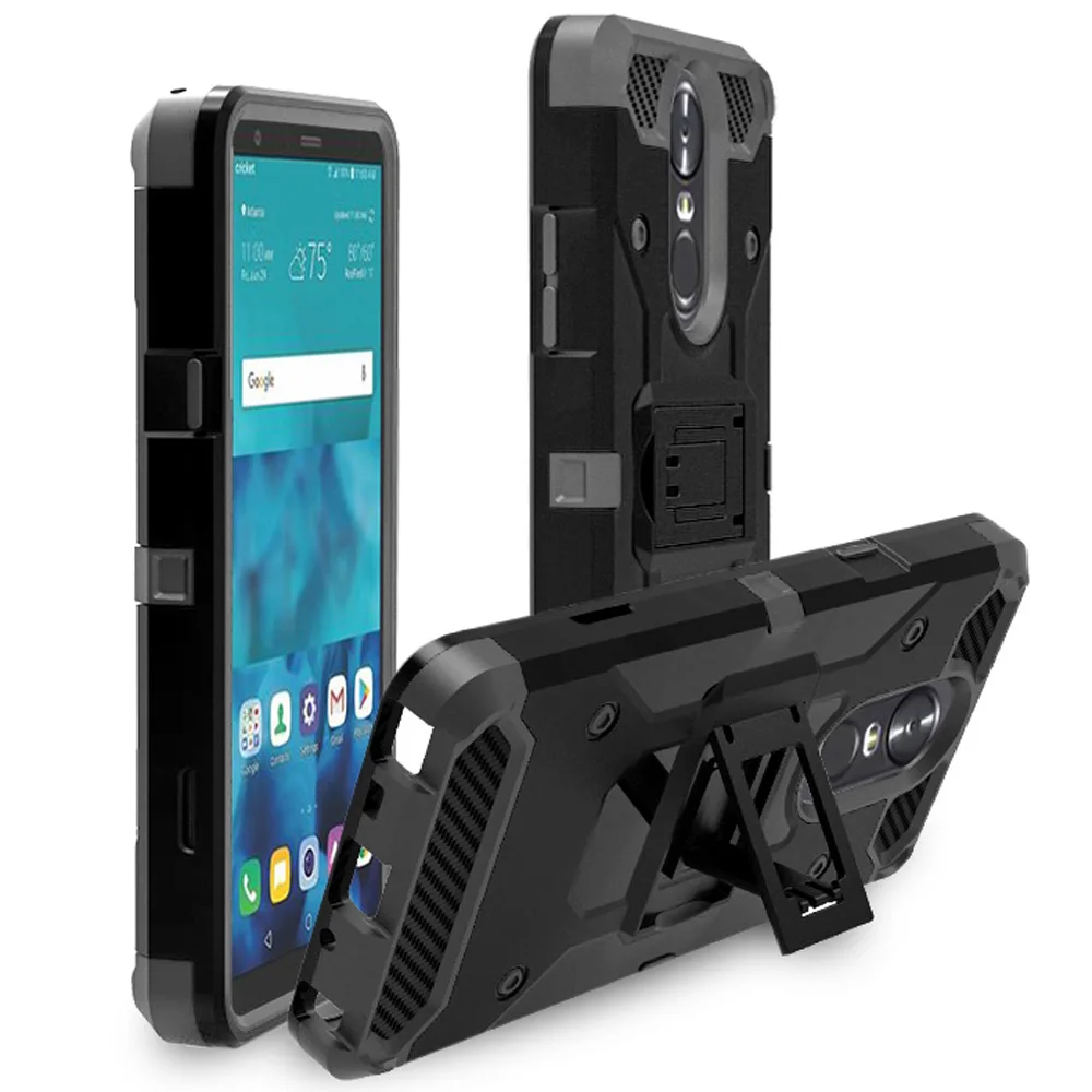 

Heavy Duty Tank Rugged Case With Belt Clip Holster Anti Shock Back Kickstand Hard Cover For LG Stylo 4 Q710MS / Q Stylus / Plus