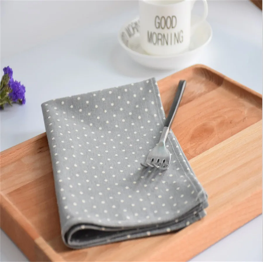 

Hot sale Reusable Big Tea Towel Creative Plaid Napkins Cotton & Linen Table Napkin Simple Style Kitchen Towel 50x65cm Tea Towel
