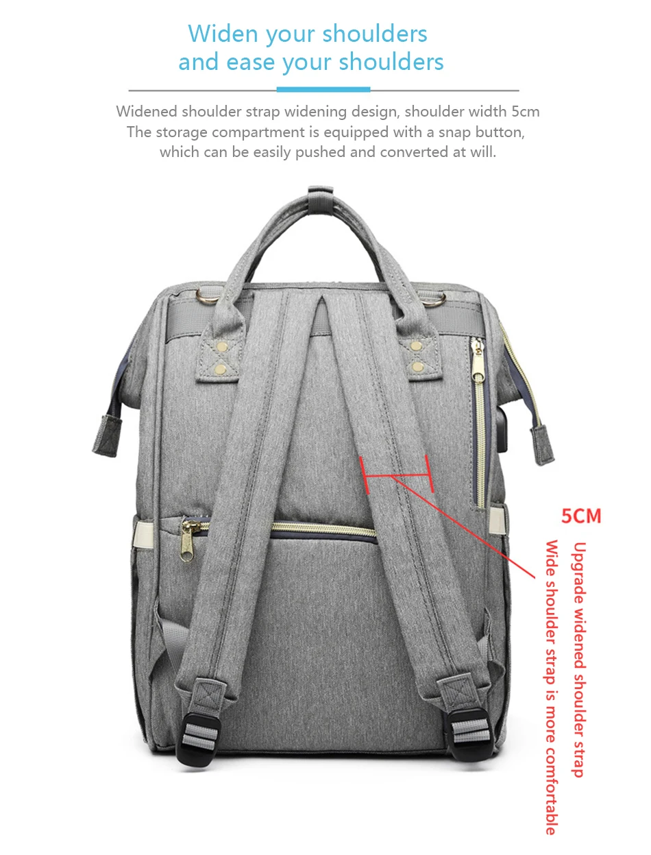 Модная сумка для подгузников для мам, Большая вместительная детская сумка, дорожный рюкзак для кормления, сумка для ухода за ребенком с интерфейсом USB
