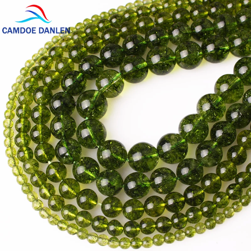 CAMDOE DANLEN Природный Рок-Кристалл зеленый камень Перидот свободные бусины 4 6 8 10 12 мм подходят Diy бусины для изготовления ювелирных изделий оптом