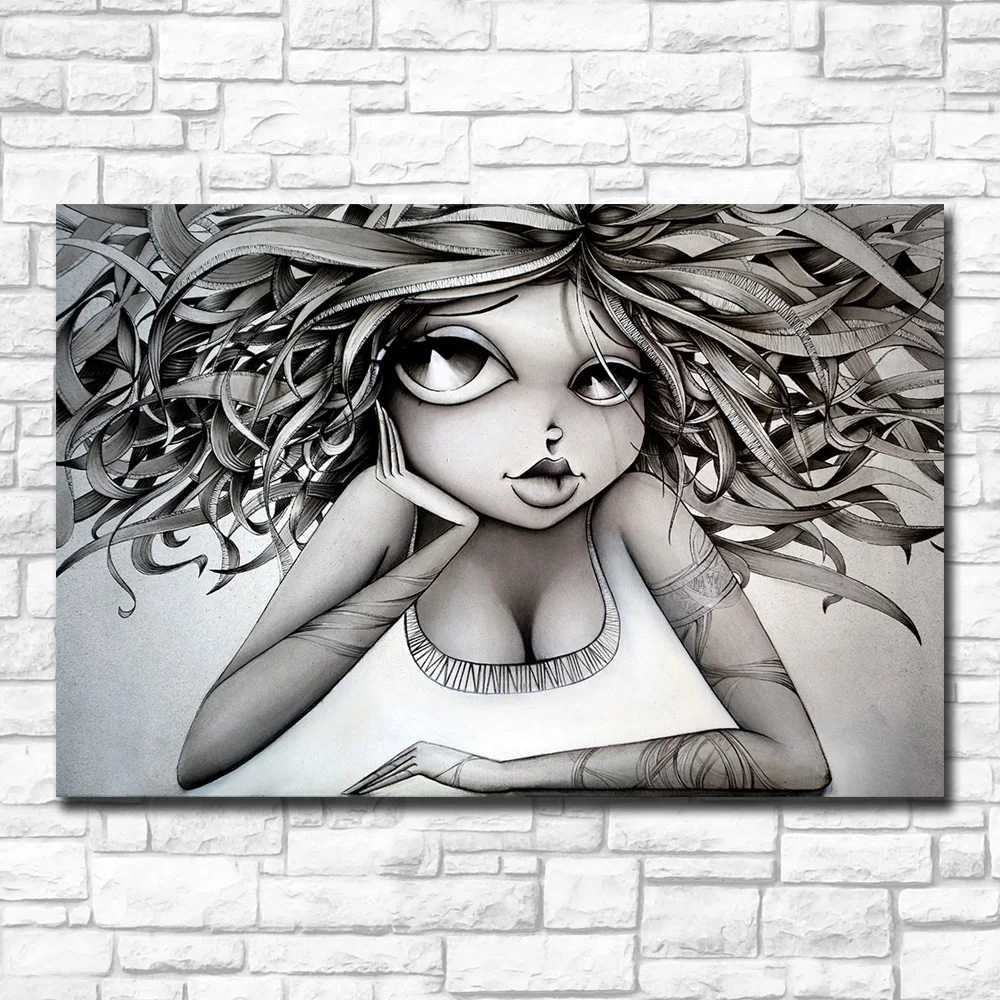 Мода Огромный Vinie граффити искусство картины печать на холсте HD абстрактная черная девушка холст живопись Офис стены Искусство домашний декор