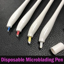 50 шт одноразовые руководство микроблейдинг бровей ручка с 12/14/18U иглы лезвия руководство игла с микролезвием инструменты