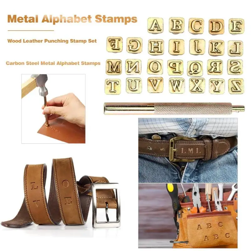 

26 Pcs Alphabet Leather Stamping Printing Punch Tool English Letters Metal Stamp Set Leather Tools Leather craft Alphabet Stamps