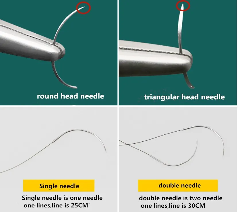 10 шт./лот инструменты для макияжа/аксессуары шовная игла для микрохирургии нейлоновая моноволоконная проволока круглая головка иглы одиночные иглы