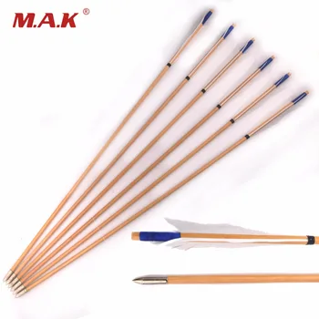 

6/12/24PCS Wooden Arrow OD 8.6mm 80cm Length with White Turkey Feather For Compound Bow Hunting Shooting Archery
