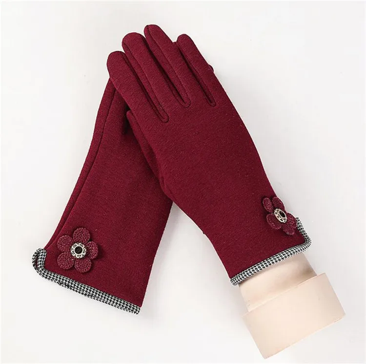 YRRETY новые зимние теплые перчатки из овчины толстые кашемировые перчатки женские модные дышащие наручные перчатки ручной работы - Цвет: G126 013B Red