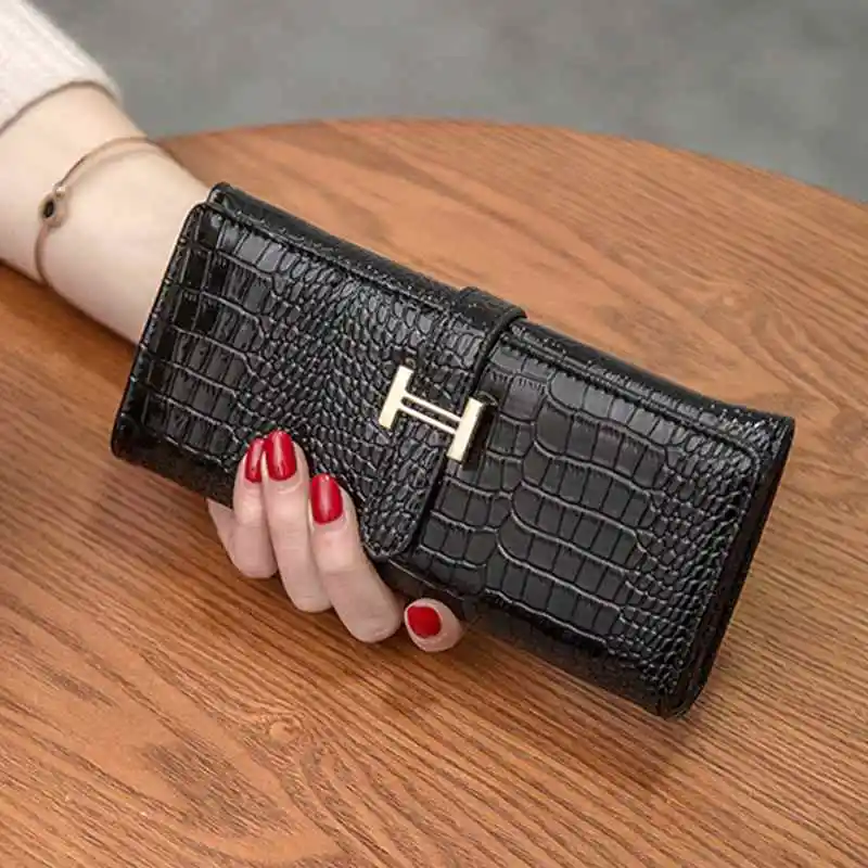 

Women Wallet Female 2018 Coin Purses Card Holders Brand PU Leather Clutch Wallet Crocodile Pattern Purse Money Bag CS165