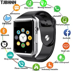 TJBHNN A1 Bluetooth Смарт часы для мужчин Спорт Шагомер с сим-камерой Smartwatch для Android смартфон Россия хорошо чем DZ09