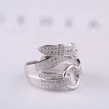 

Belt Buckle Index Finger Zircon Students Hipster Personality Creative 925 Sterling Silver Female Resizable Opening Rings SRI198