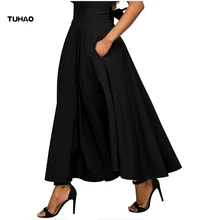 TUHAO Осень Зима Длинная женская плиссированная юбка плюс размер 2XL Свободная Повседневная Высокая талия длинная Плиссированная юбка Женская толстовка DL07