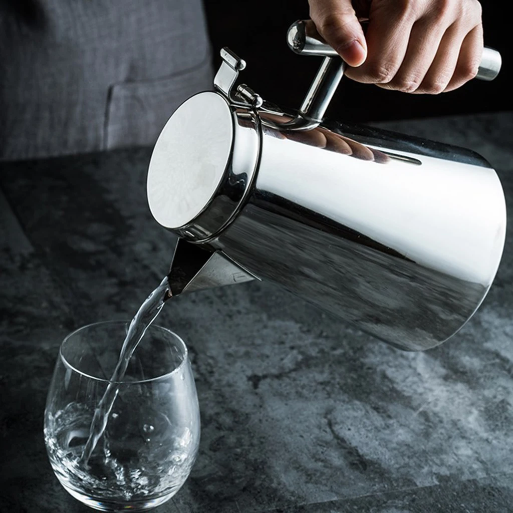 Stainless Steel Cold Water Juice Coffee Pot Teapot Jug for Kitchen Dining Teapots Water Kettle 1.2L 1.7L Silver 