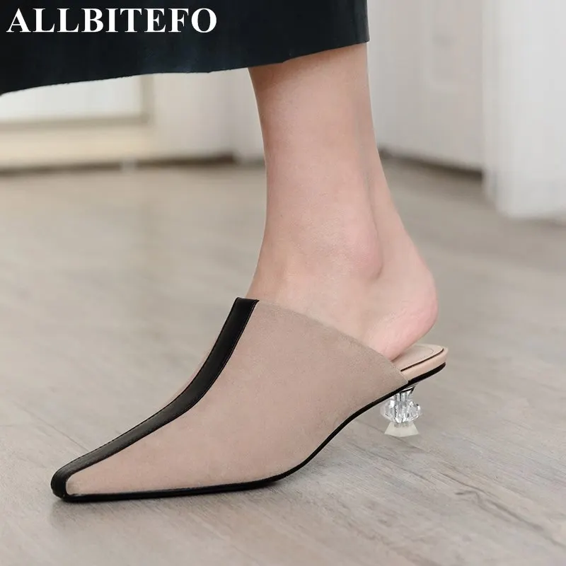 ALLBITEFO natural genuine leather Transparent shoe heel fashion women high heel shoes summer cool girls high heels shoes woman ALLBITEFO natural genuine leather Transparent shoe heel fashion women high heel shoes summer cool girls high heels shoes woman