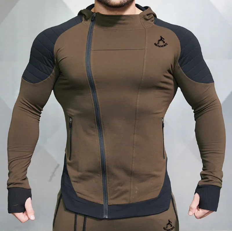 

Gyms Bodybuilding Men Jackets Fitness Joggers Sporting Wear Hooded Jackets Workout Slim Fit Male Hoodie Coat Dropshipping