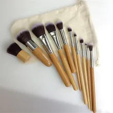 10 Pcs set Eco Friendly Bamboo Wooden Handle Makeup Brushes Vegan Cosmetic Original Kabuki Makeup Kit