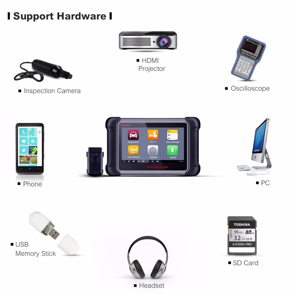 Автомобильный диагностический инструмент Autel OBD2 Maxisys MS906BT беспроводной bluetooth