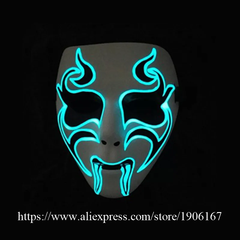 New Year Flash El Wire Led Glowing Beauty Christmas Party Mask Hot Sale04