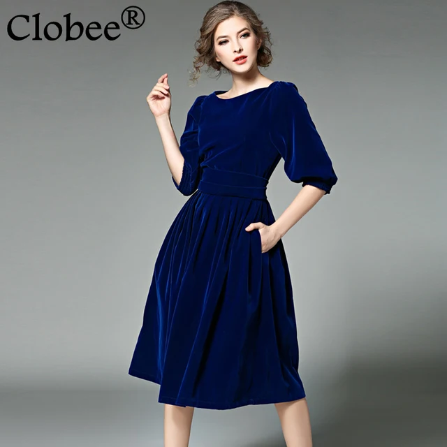 Ol Style Women Blue Velvet Dress Winter Dresses 2017 Ol Style Women Blue Velvet Dress Winter Dresses 2017 Vestidos Ukraine Red Christmas Party