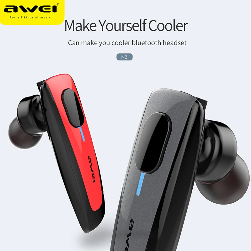 AWEI N3, беспроводные Bluetooth наушники, беспроводная деловая гарнитура с микрофоном, портативные наушники, наушники для iphone, мобильного телефона