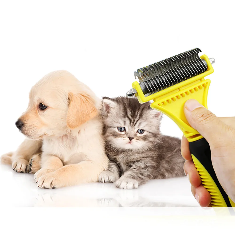 Pet Dog Cat Grooming Comb Stainless Steel Hair Fur Shedding Brush