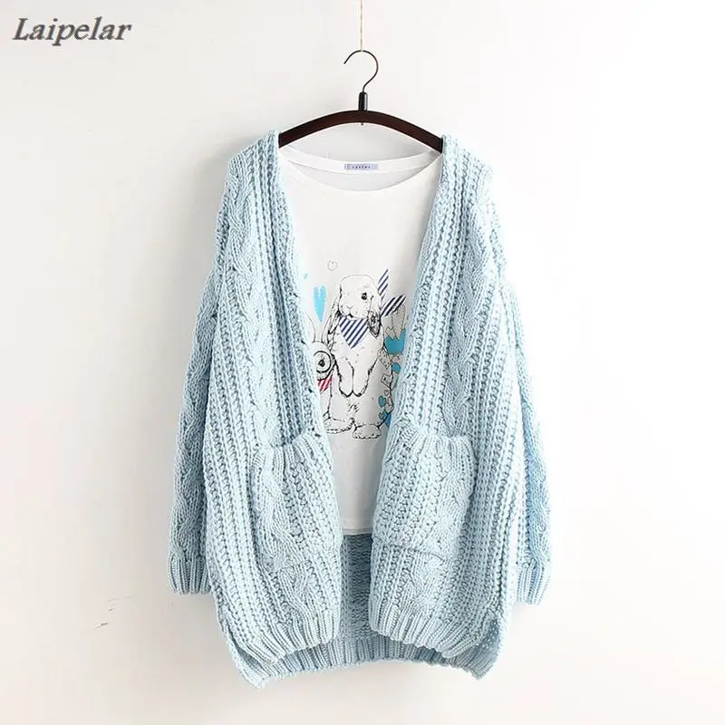 

Girl Sweet Large Size Casual Cute Loose Cardigan Outerwear Lolita Cute Kawaii Female Sweater Twist knitted cardigan Laipelar