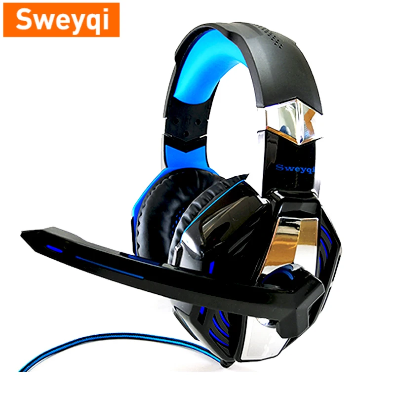 Gaming Headsets Big Headphones with Light Mic Stereo Earphones Deep Bass for New X BOX PC Computer Gamer Laptop PS4