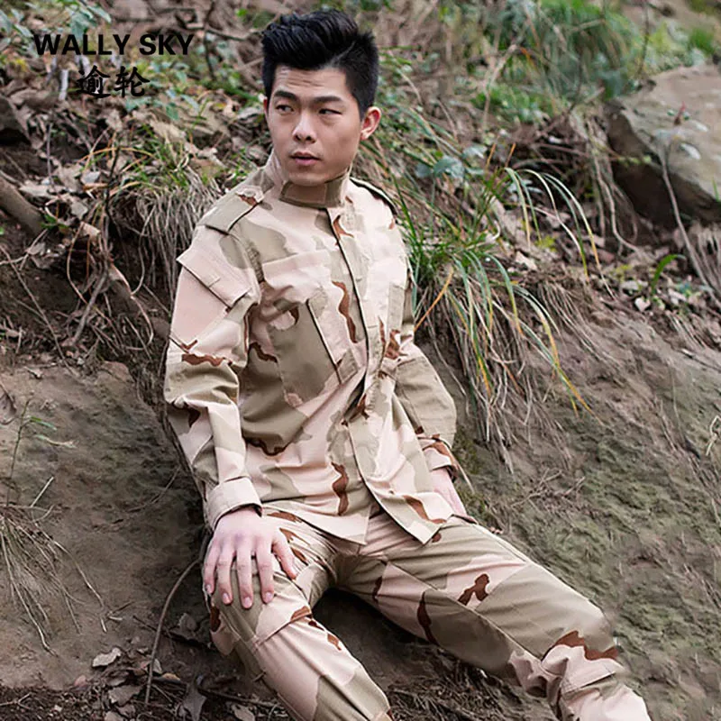 

Mens Airsoft Uniform Sniper Tactical Army Military Uniform Desert Sand Combat Jacket CS Sets Jacket+Pants
