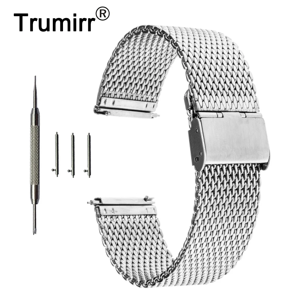 

22mm Milanese Watch Band Quick Release Strap for Samsung Gear S3 Classic / Frontier Stainless Steel Wrist Bracelet Black Silver
