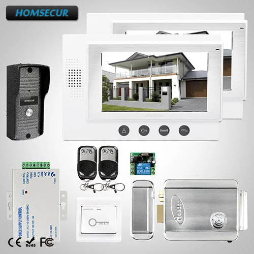 

HOMSECUR 7" Video&Audio Home Intercom+Metal Case Camera for Home Security: TC031 Camera + TM701-W Monitor (White)