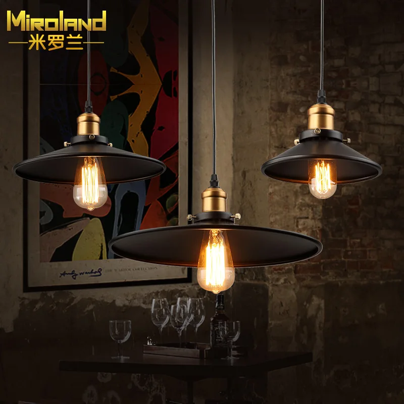 

Vintage Pendant Light Industrial Edison Lamp Black Wrought Iron Lampshade Loft Coffee Bar Restaurant Kitchen Lights 28CM