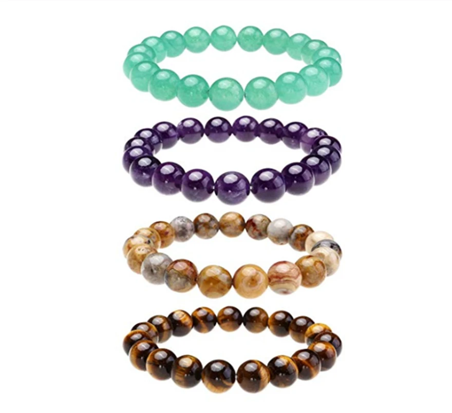 

YuTeng Semi Precious Stone 6/8/10mm Round Beads Stretch Bracelet 7" Unisex LL804-1