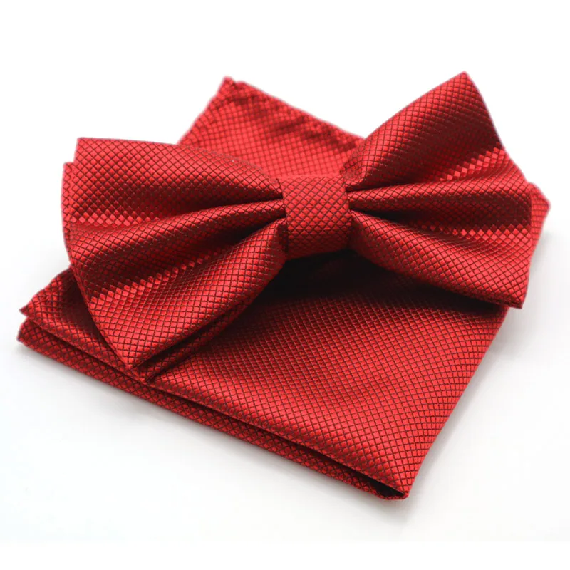 Роскошный комплект из 2 предметов, мужской однотонный Карманный квадратный бант-галстук, регулируемый носовой платок, галстук-бабочка, набор для свадебной вечеринки в клетку - Цвет: SEB02-15