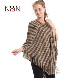 Nuevo Estilo Mujer Chal Flecos Poncho Bufanda de Punto Dama Borla Diamante Impresión Ponchos Mujeres Suéter Y Capas Nuevo Estilo Mujer Chal Flecos Poncho Bufanda de Punto Dama Borla Diamante Impresión Ponchos Mujeres Suéter Y Capas