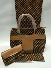 Gold women african clothing in 6yard matches african bag and purse set for sewing african church choir uniform(Oct-20-2017)